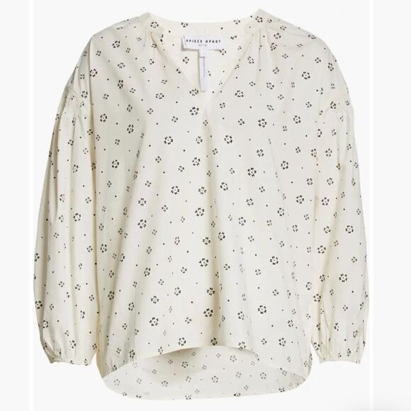 New Apiece Apart Marit Shirred Organic Cotton Blouse in Scattered Floral Small - Picture 13 of 13